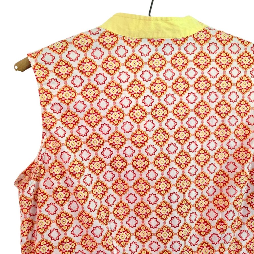 Island Republic Womens Sleeveless Buttton Front Belted Dress Large Yellow Orange - Picture 10 of 16